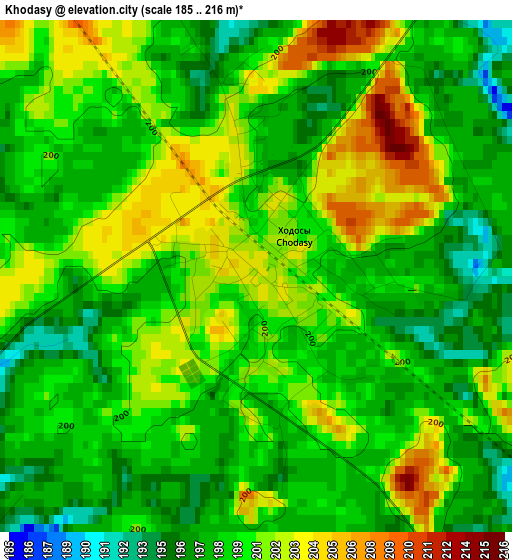 Khodasy elevation map