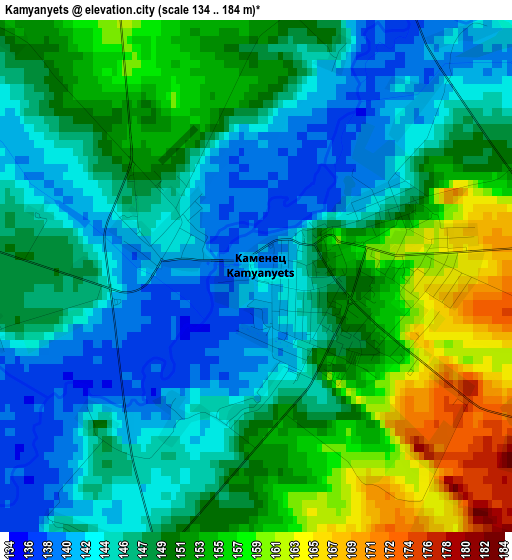 Kamyanyets elevation map