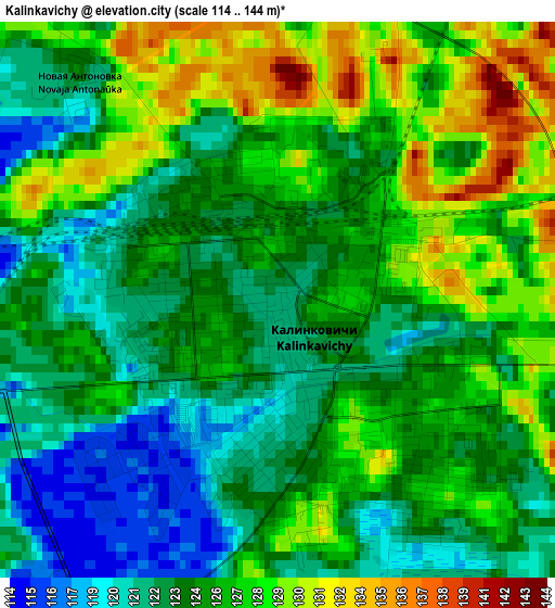 Kalinkavichy elevation map