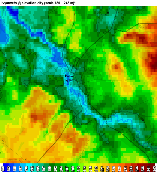 Ivyanyets elevation map