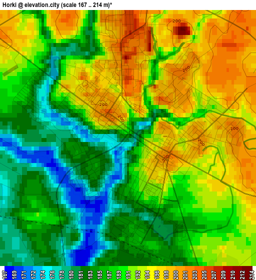 Horki elevation map