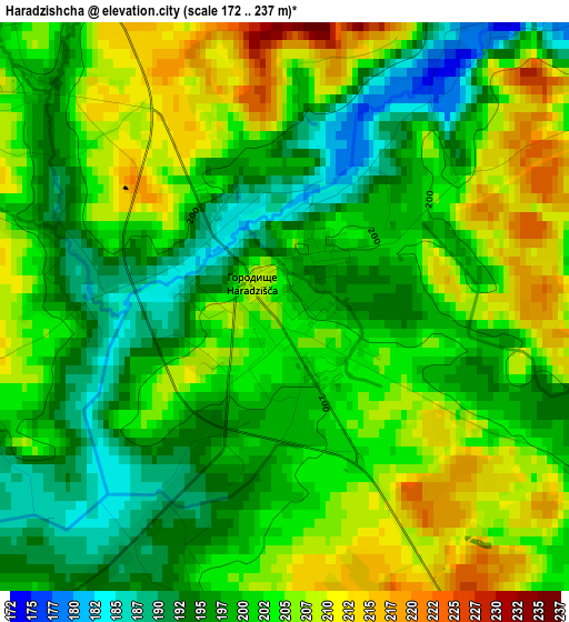 Haradzishcha elevation map