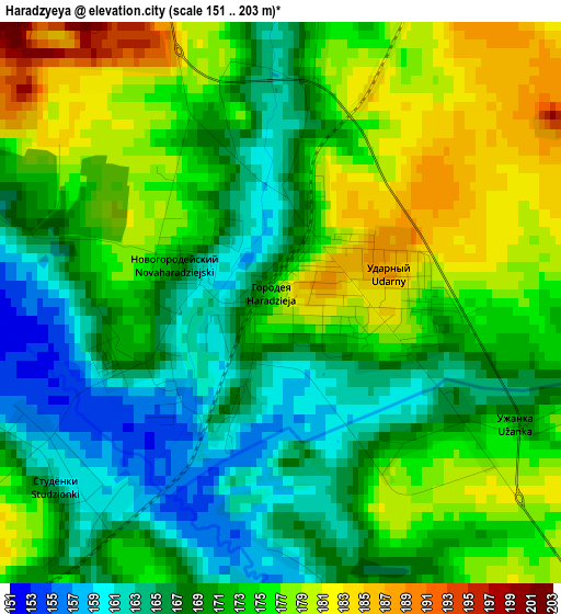 Haradzyeya elevation map