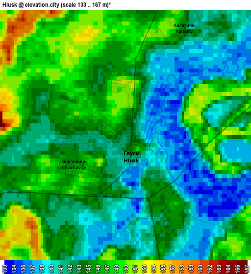 Hlusk elevation map