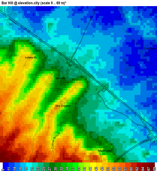 Bar Hill elevation map