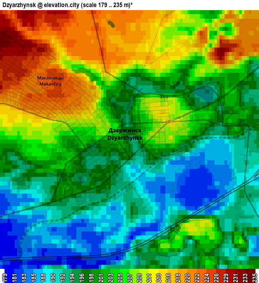 Dzyarzhynsk elevation map