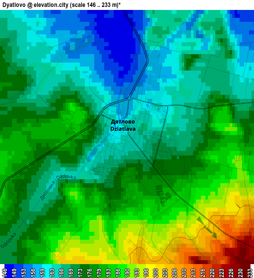 Dyatlovo elevation map