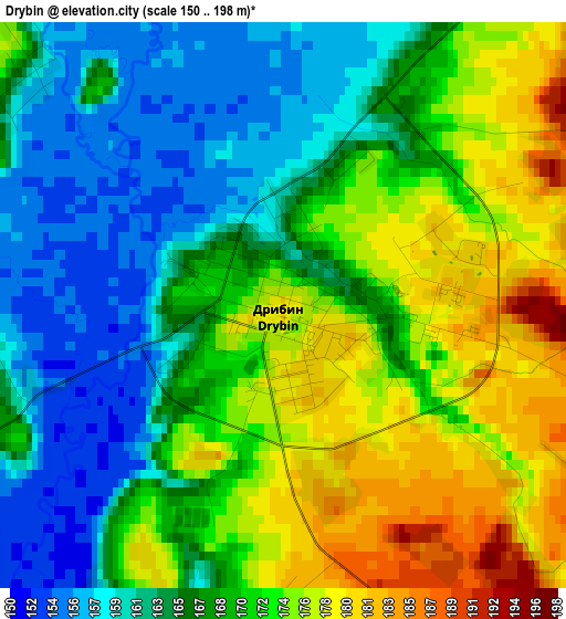 Drybin elevation map