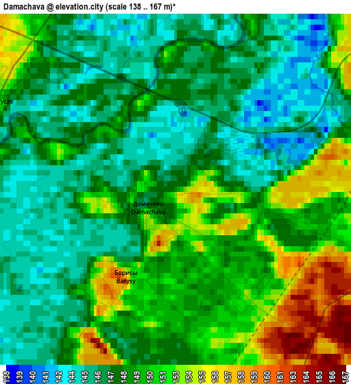 Damachava elevation map