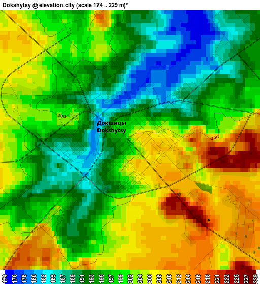 Dokshytsy elevation map