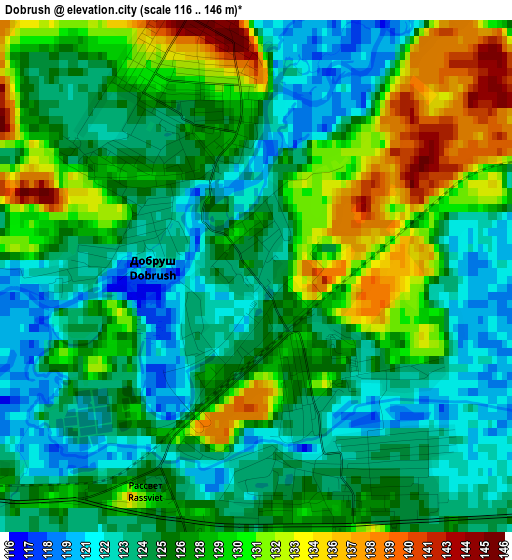 Dobrush elevation map