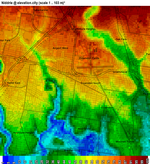 Niddrie elevation map