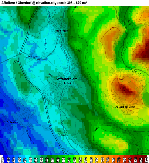 Affoltern / Oberdorf elevation map