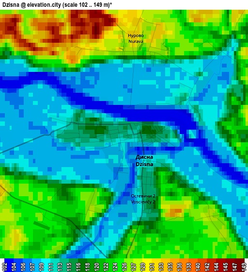 Dzisna elevation map