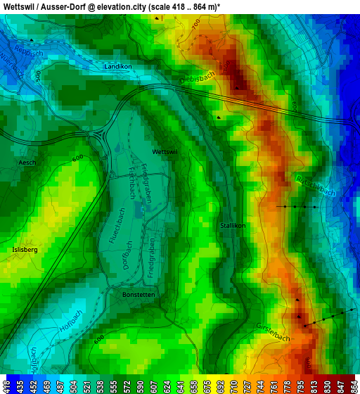 Wettswil / Ausser-Dorf elevation map