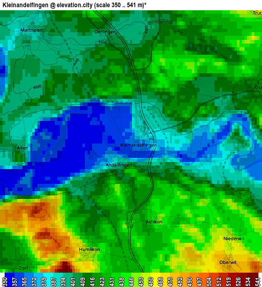 Kleinandelfingen elevation map