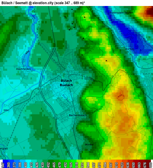 Bülach / Seematt elevation map