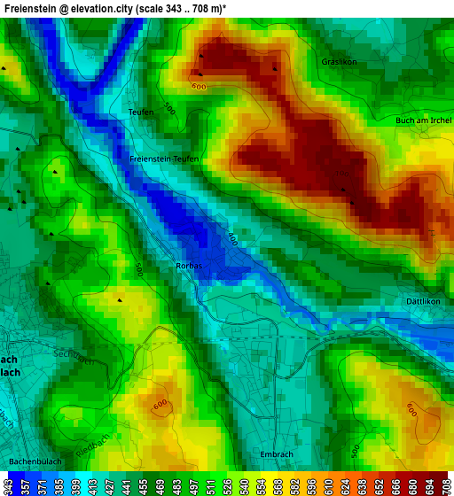 Freienstein elevation map
