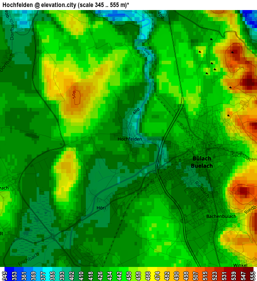 Hochfelden elevation map