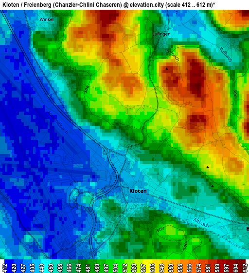 Kloten / Freienberg (Chanzler-Chlini Chaseren) elevation map