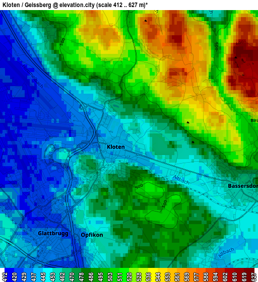 Kloten / Geissberg elevation map