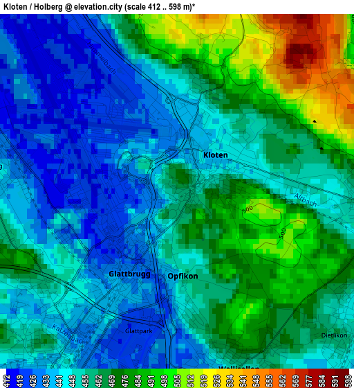 Kloten / Holberg elevation map