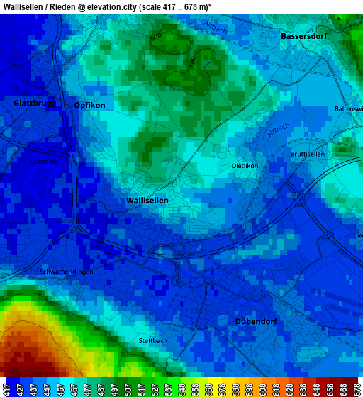 Wallisellen / Rieden elevation map