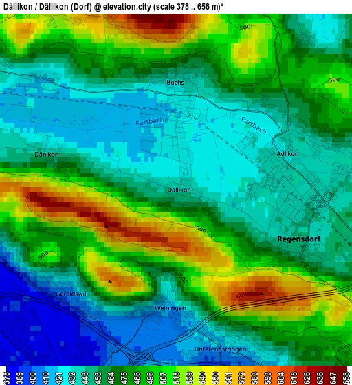 Dällikon / Dällikon (Dorf) elevation map