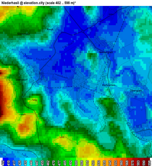 Niederhasli elevation map