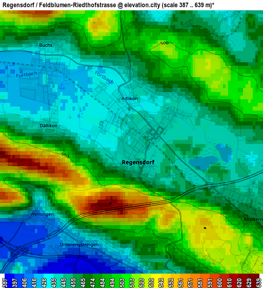 Regensdorf / Feldblumen-Riedthofstrasse elevation map