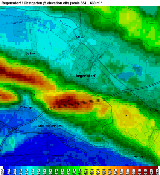 Regensdorf / Obstgarten elevation map