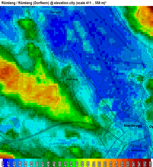 Rümlang / Rümlang (Dorfkern) elevation map