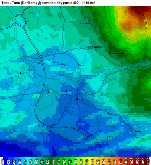 Tann / Tann (Dorfkern) elevation map