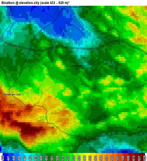 Binzikon elevation map