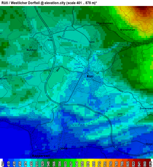 Rüti / Westlicher Dorfteil elevation map