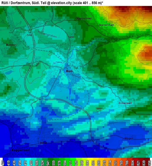 Rüti / Dorfzentrum, Südl. Teil elevation map
