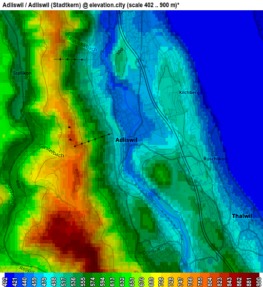 Adliswil / Adliswil (Stadtkern) elevation map