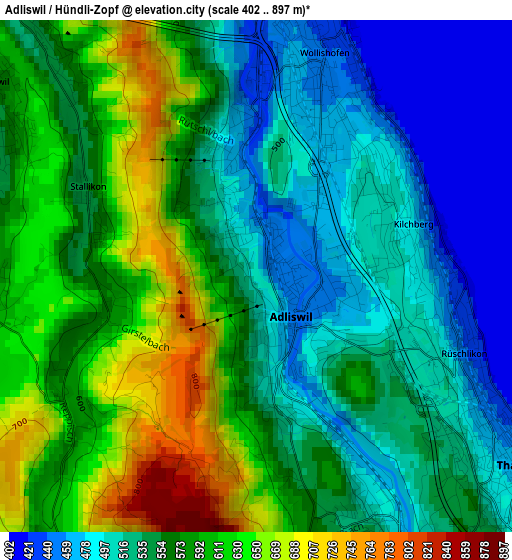 Adliswil / Hündli-Zopf elevation map