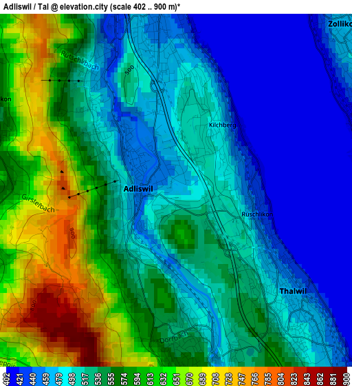 Adliswil / Tal elevation map