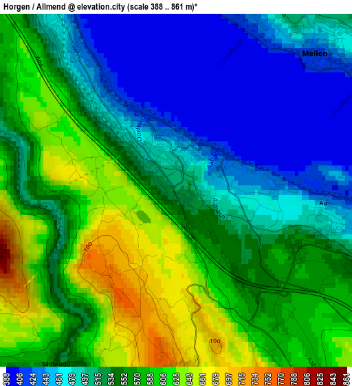 Horgen / Allmend elevation map
