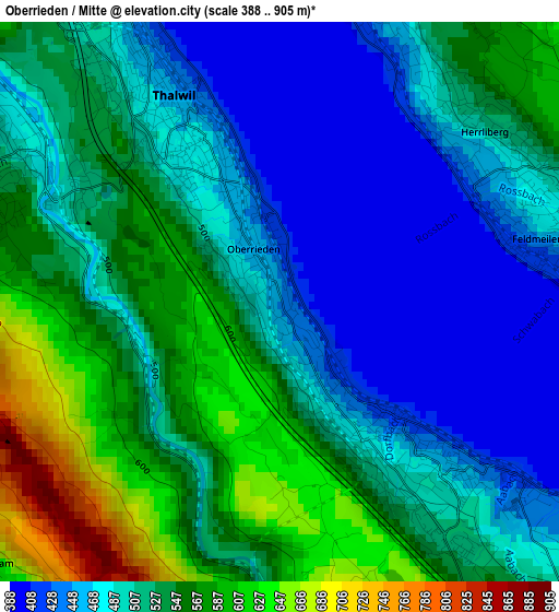 Oberrieden / Mitte elevation map