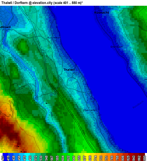 Thalwil / Dorfkern elevation map