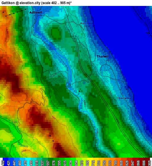 Gattikon elevation map