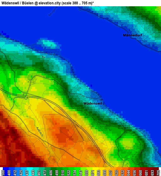 Wädenswil / Büelen elevation map