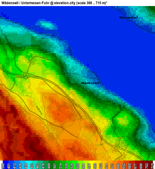 Wädenswil / Untermosen-Fuhr elevation map