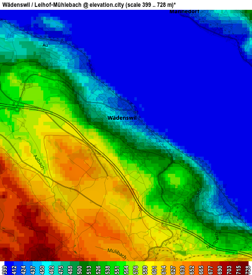 Wädenswil / Leihof-Mühlebach elevation map