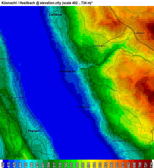 Küsnacht / Heslibach elevation map