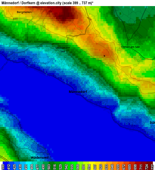 Männedorf / Dorfkern elevation map