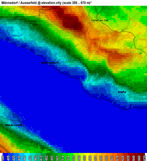 Männedorf / Ausserfeld elevation map