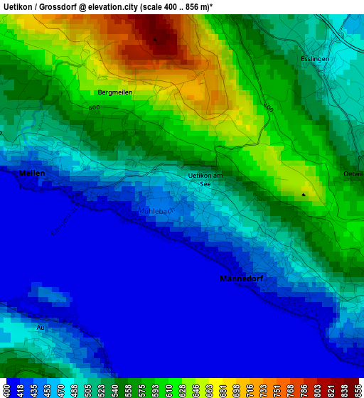 Uetikon / Grossdorf elevation map